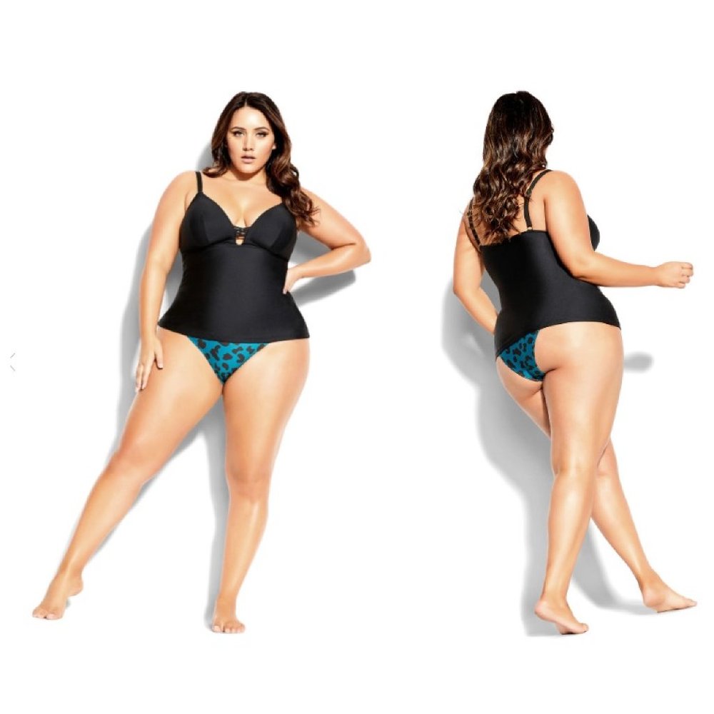 NWT City Chic Yasmin Tankini  Black XL = 22 = 3X - Picture 2 of 5